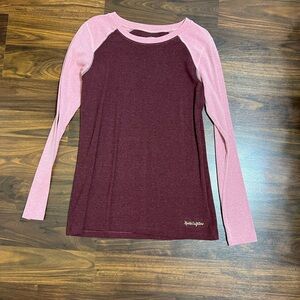 Women's Long Sleeve Top in Burgundy and Pink